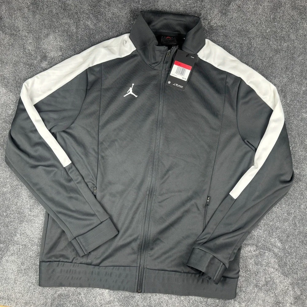 Nike Air‎ Jordan Jumpman Full Zip Training Jacket Gray White Mens L NWT